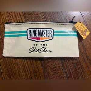 Ringmaster Of The ShitShow Vinyl Pouch - Cream & Teal